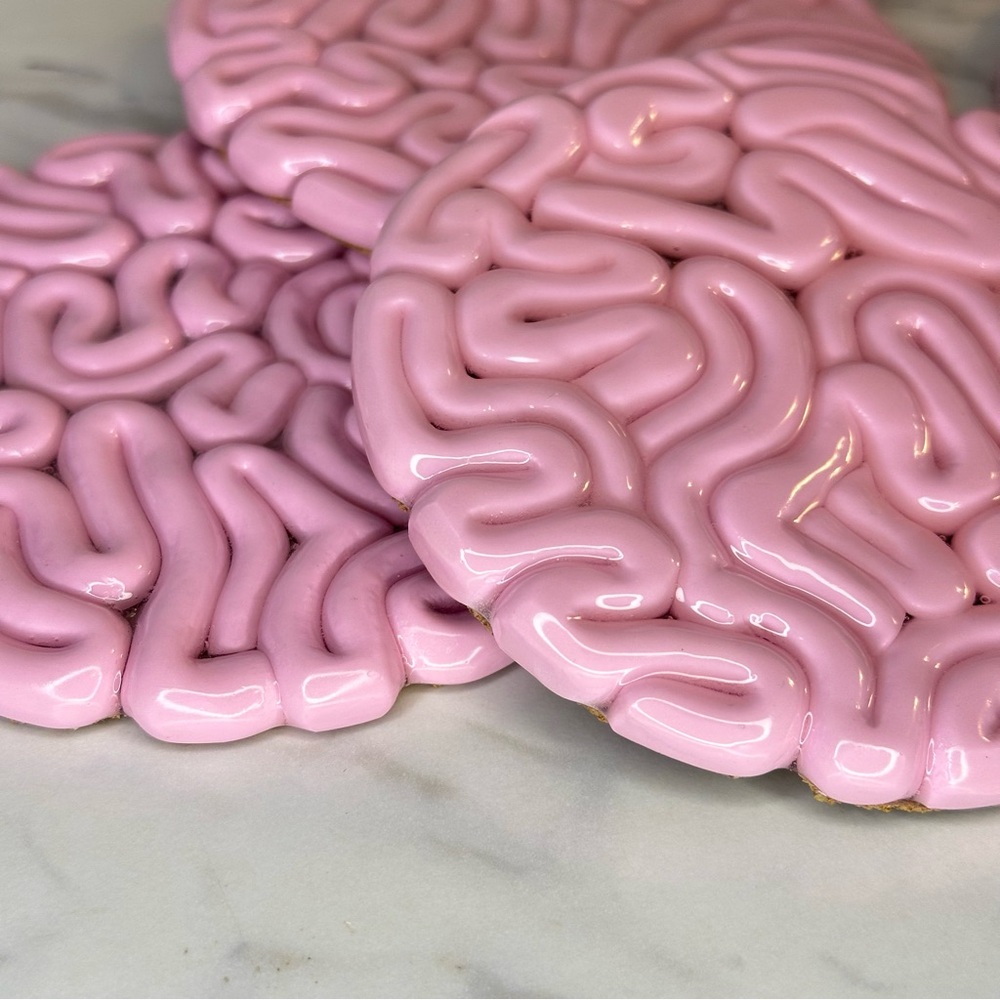 Brain Coaster Set - Halloween Decor - 4 Piece Set - Pink - Picture 7 of 10